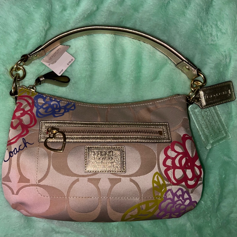 🪻Coach Poppy Daisy Pink and Gold Floral Shoulder Bag y2k NWT HTF New Condition - Picture 10 of 10